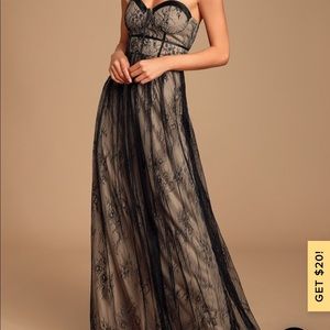 Lulu’s black lace bustier maxi dress
